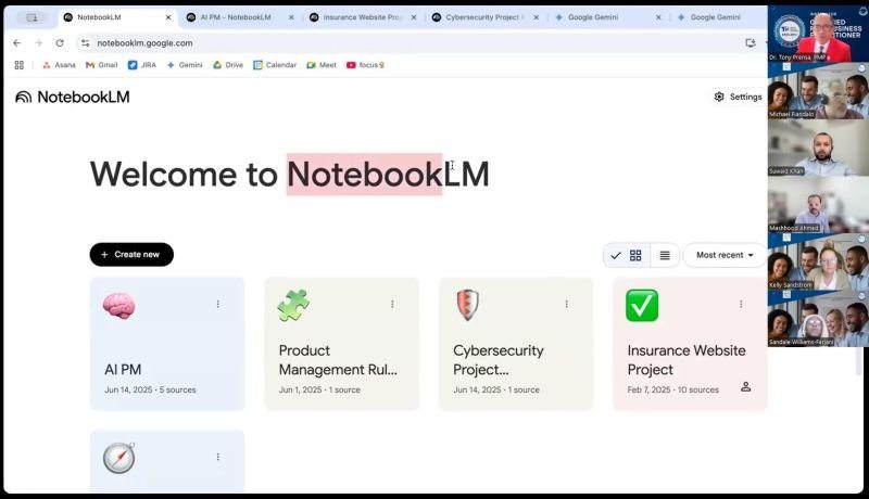 NotebookLM welcome screen — PMO-BP presentation